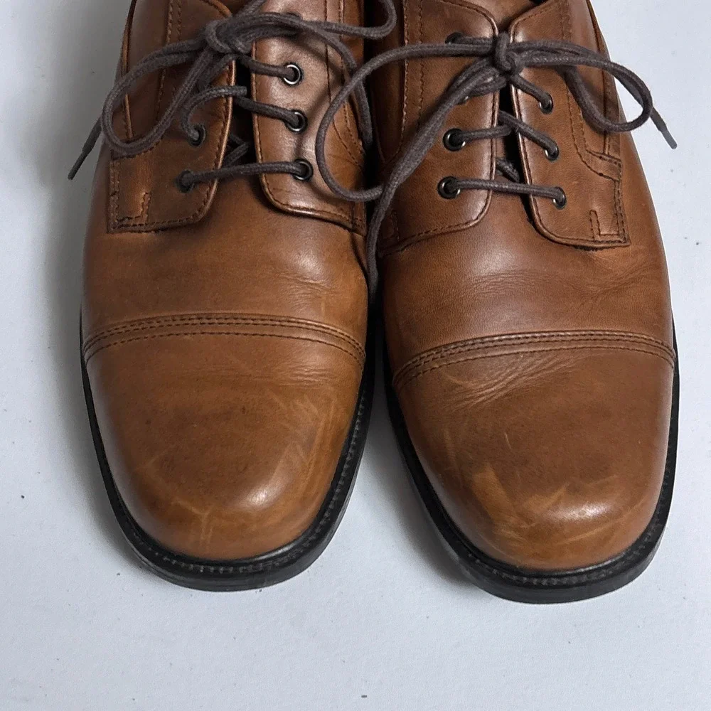 Nunn Bush Oxford Shoes 10.5 M Brown Cap Toe Leather Comfort Gel Dress Classic